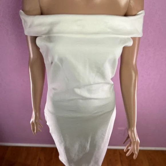 NWT Fashion Nova Elegant Off-Shoulder White Dress size L - Picture 2 of 11